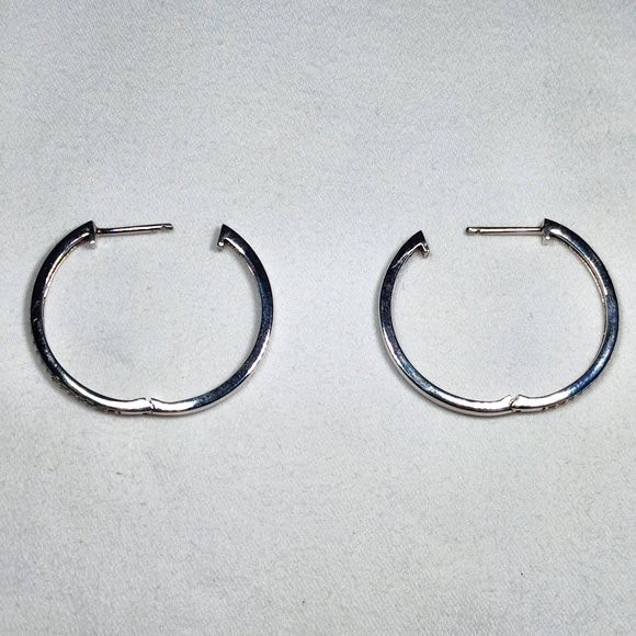 Diamond Hoop earrings in Platinum over 925 SS .50 ct - Picture 5 of 5